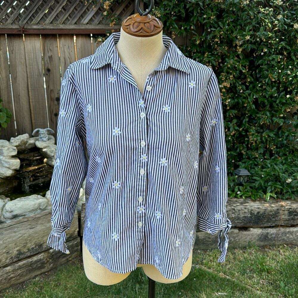 Marc New York Andrew Marc 3/4 Sleeve Button-Down Striped Daisy’s Women’s Small